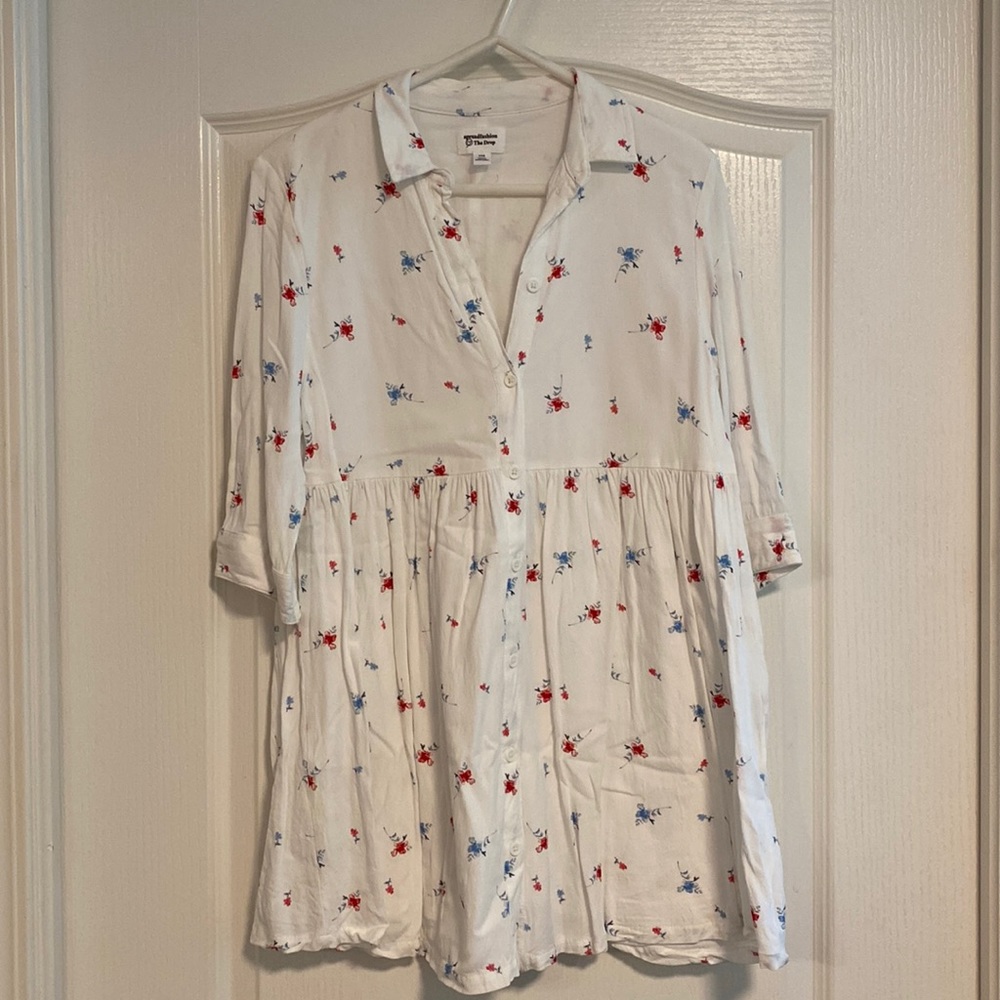 Spreadfashion x The Drop Loose Print Fit Flared Button Down Dress